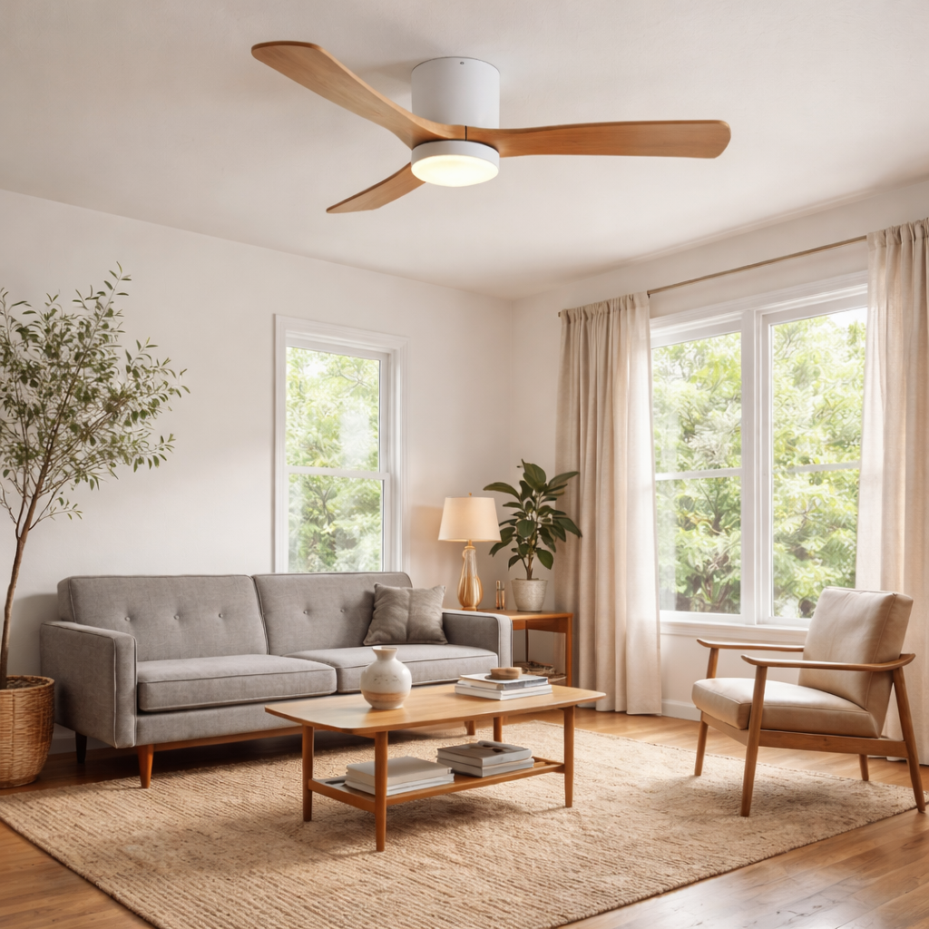 Nordic Wooden Ceiling Fan Light | 52 Inch Diameter | 3 Speed LED 110V