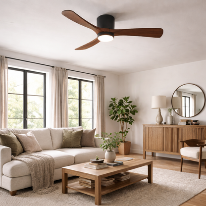 Nordic Wooden Ceiling Fan Light | 52 Inch Diameter | 3 Speed LED 110V
