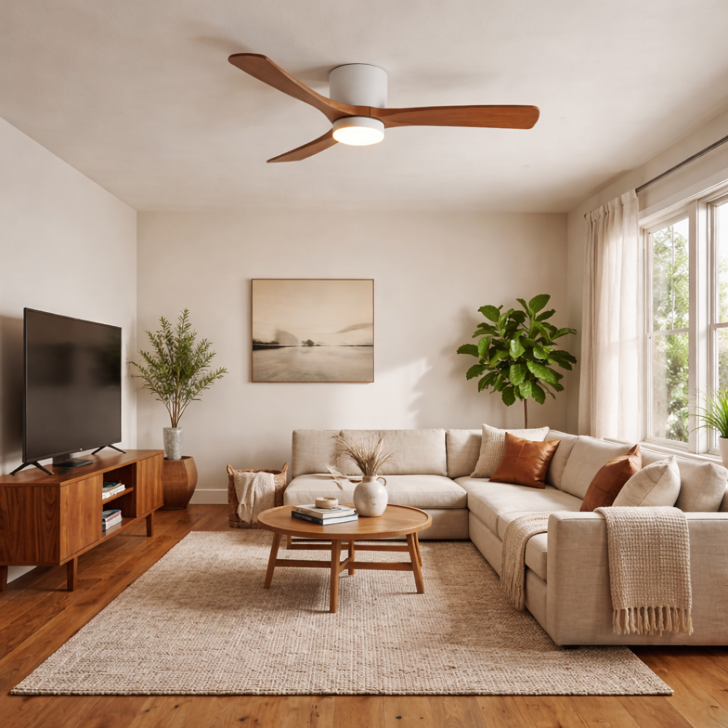 Nordic Wooden Ceiling Fan Light | 52 Inch Diameter | 3 Speed LED 110V