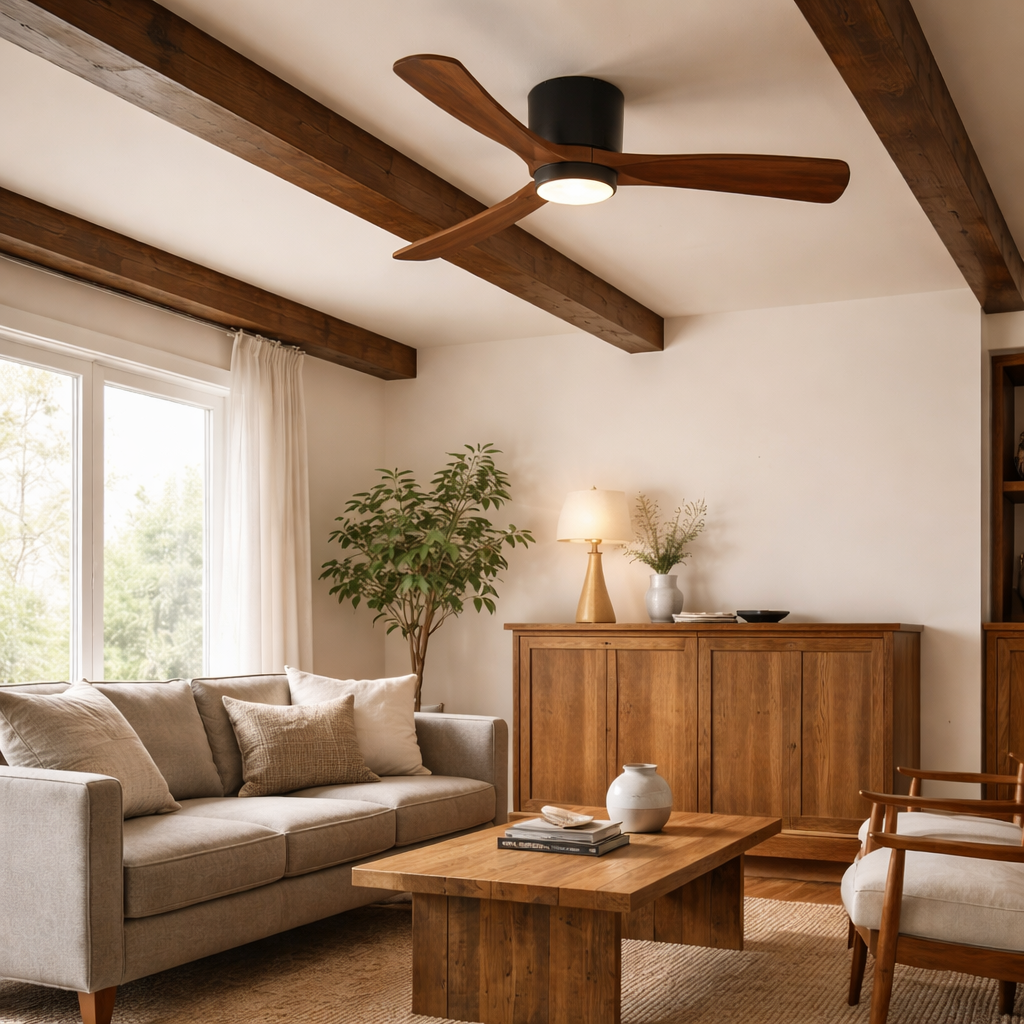Nordic Wooden Ceiling Fan Light | 52 Inch Diameter | 3 Speed LED 110V