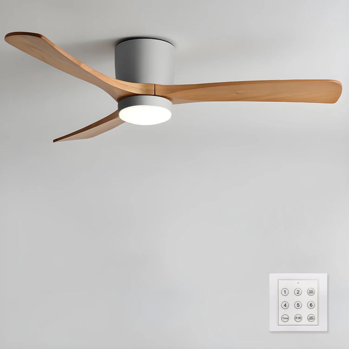 Nordic Wooden Ceiling Fan Light | 52 Inch Diameter | 3 Speed LED 110V
