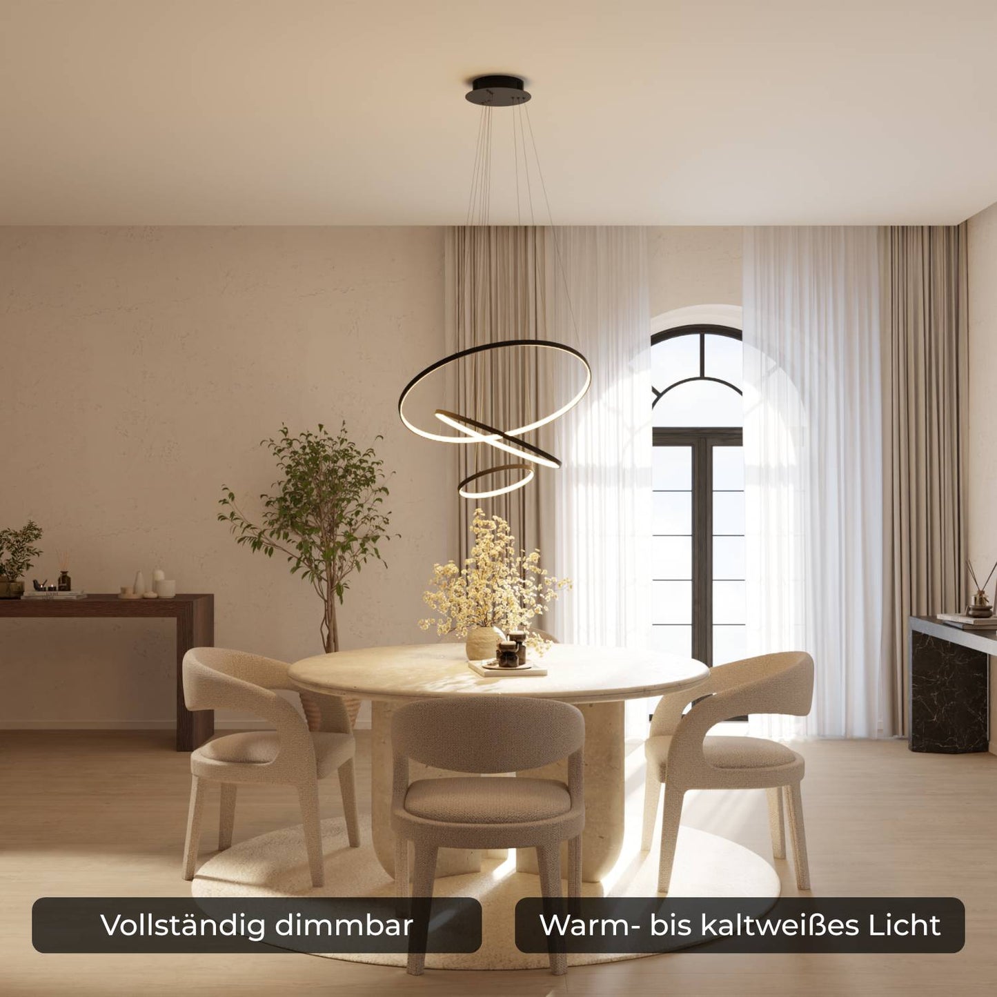 Omeva | Black Pendant Light with Floating Ring Design