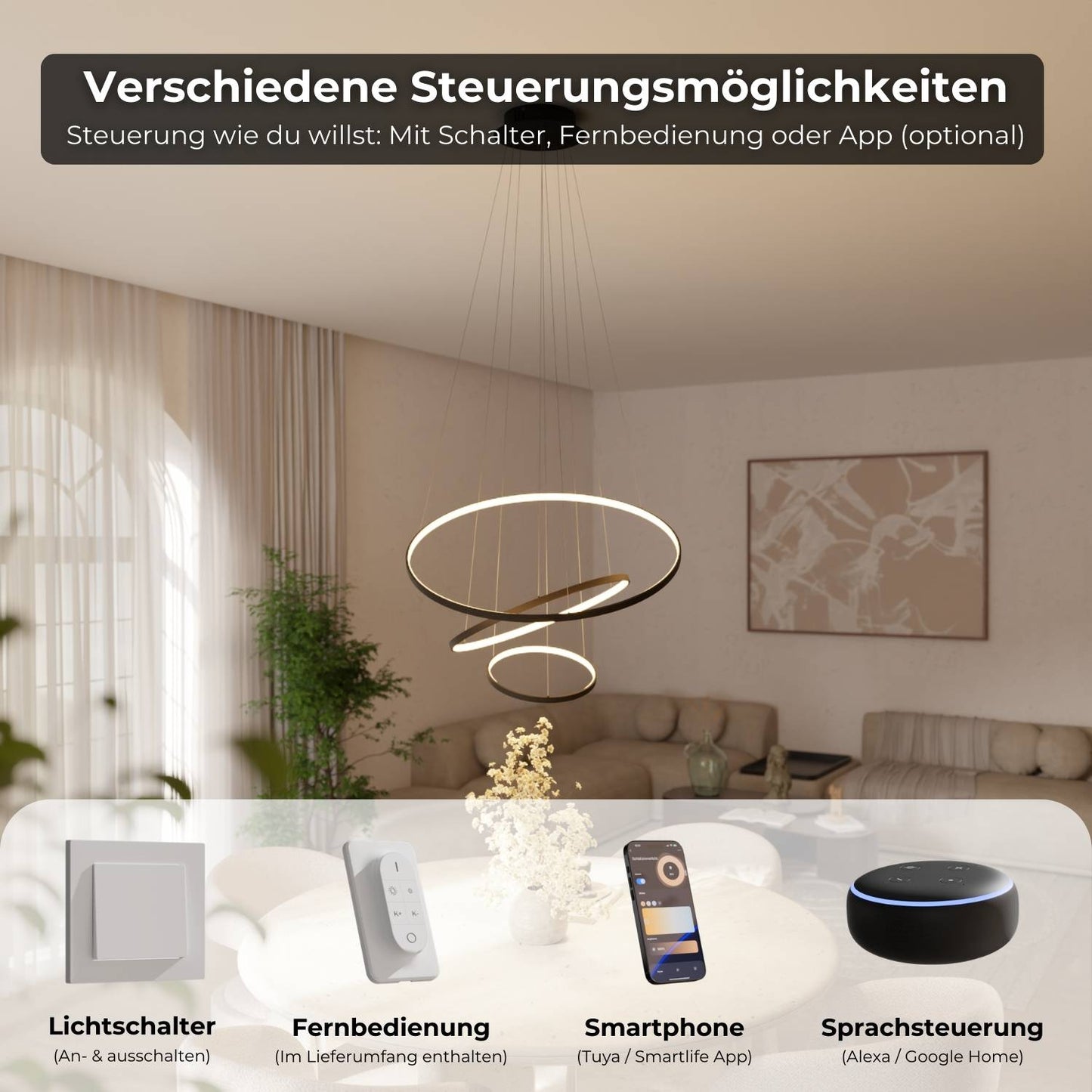 Omeva | Black Pendant Light with Floating Ring Design