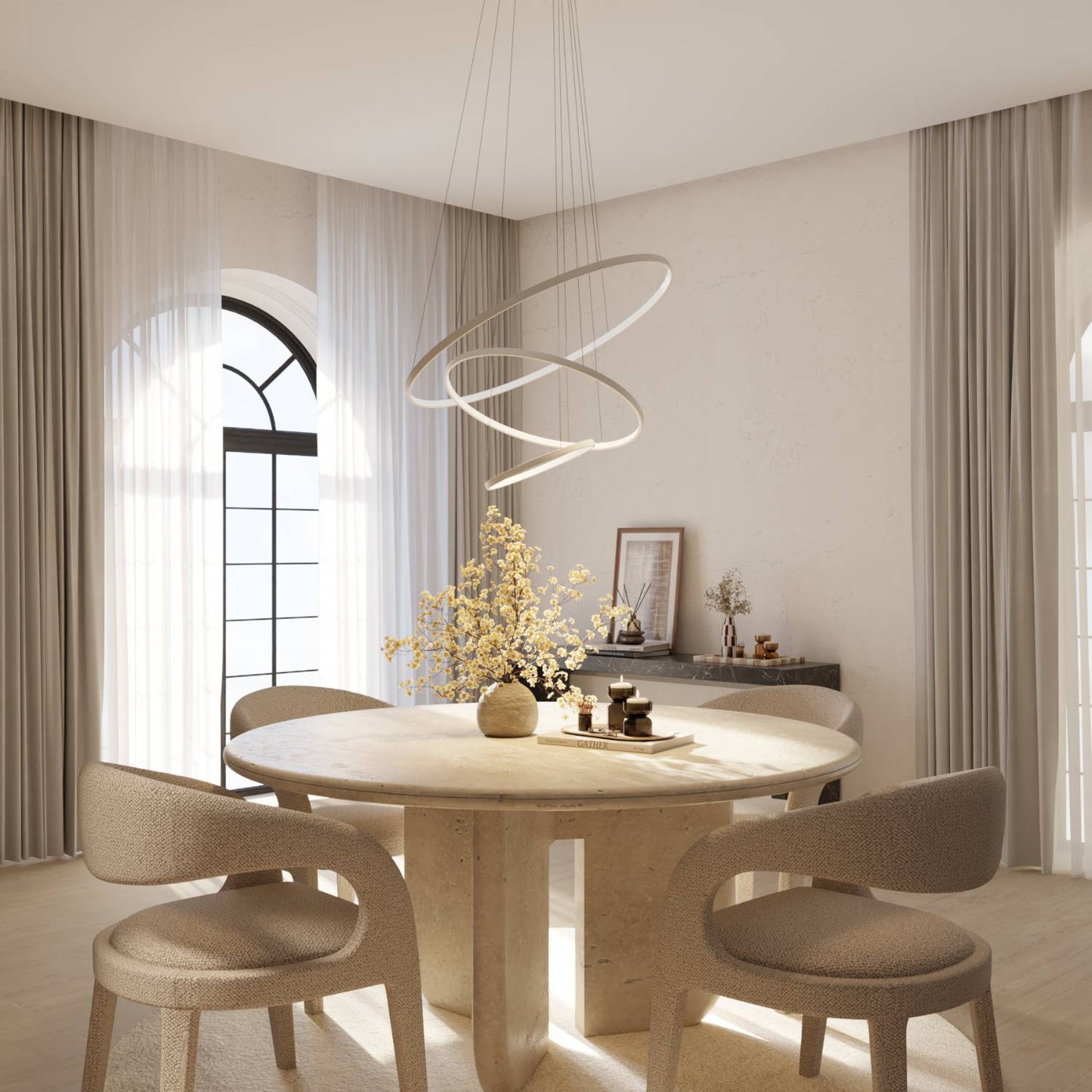 Omeva | Black Pendant Light with Floating Ring Design