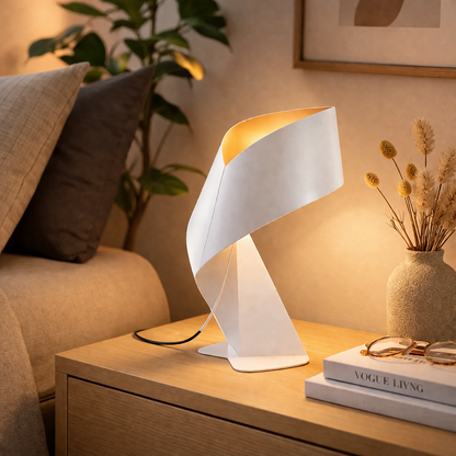 Tie Table Lamp Origami Geometric Iron | 23cm 32cm Size | Black White E27