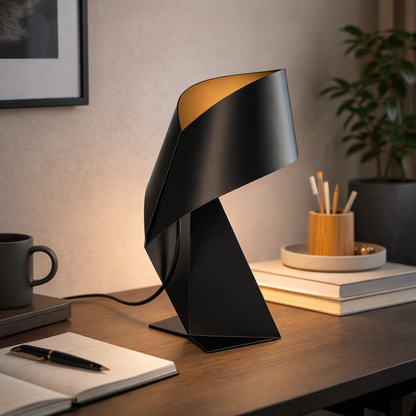 Tie Table Lamp Origami Geometric Iron | 23cm 32cm Size | Black White E27