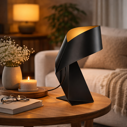 Tie Table Lamp Origami Geometric Iron | 23cm 32cm Size | Black White E27