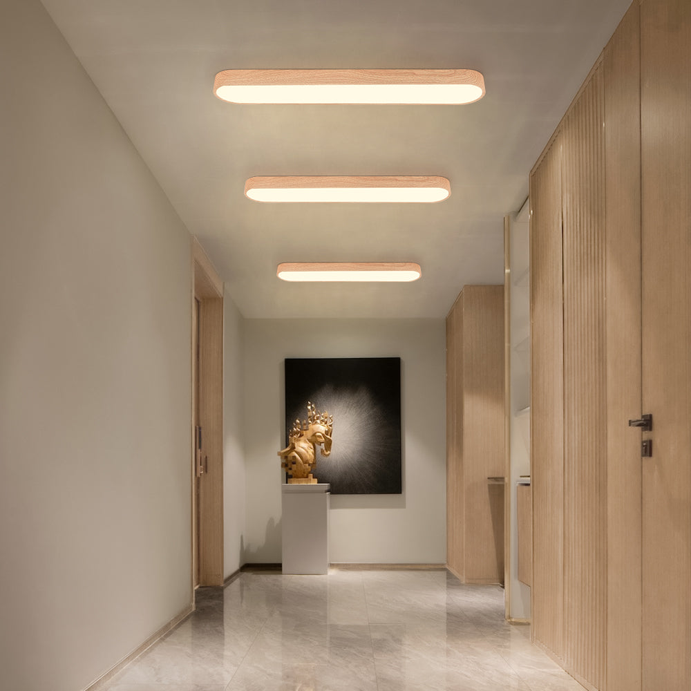 Oval LED Ceiling Flush Mount Wood Grain | 24W 36W | 3000K 6000K Warm Cool
