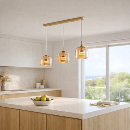 Retro Glass Pendant Light Smoke Grey | 3-Color LED | 200cm Adjustable | 260V
