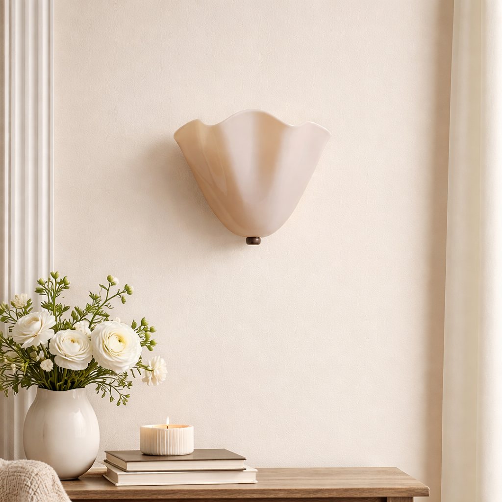 Retro Stained Glass Wall Sconce Skirt Shell | 25cm x 22cm | Warm Natural White