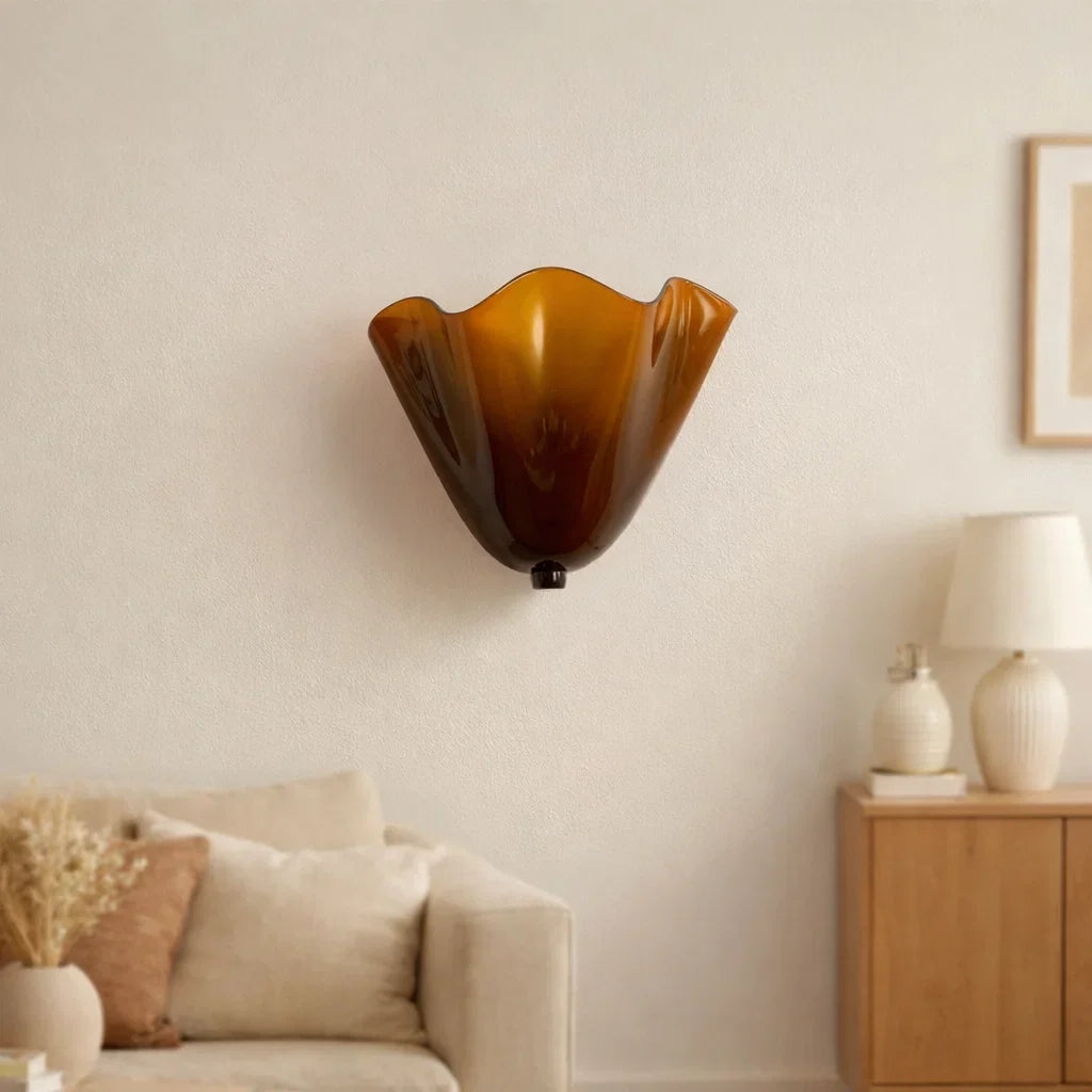 Retro Stained Glass Wall Sconce Skirt Shell | 25cm x 22cm | Warm Natural White
