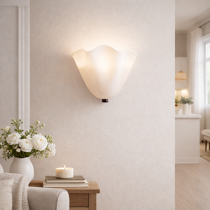 Retro Stained Glass Wall Sconce Skirt Shell | 25cm x 22cm | Warm Natural White