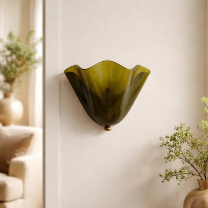Retro Stained Glass Wall Sconce Skirt Shell | 25cm x 22cm | Warm Natural White