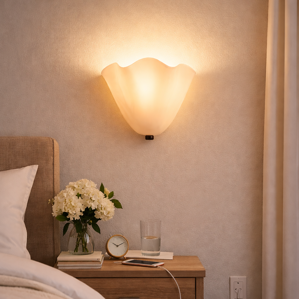 Retro Stained Glass Wall Sconce Skirt Shell | 25cm x 22cm | Warm Natural White