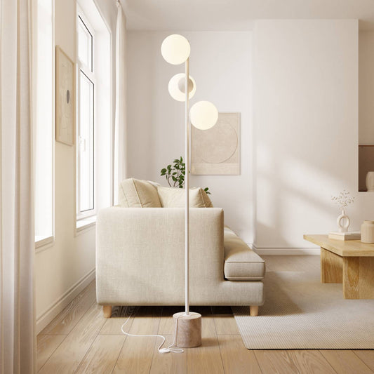 Rovea | Modern Floor Lamp with Travertine Base