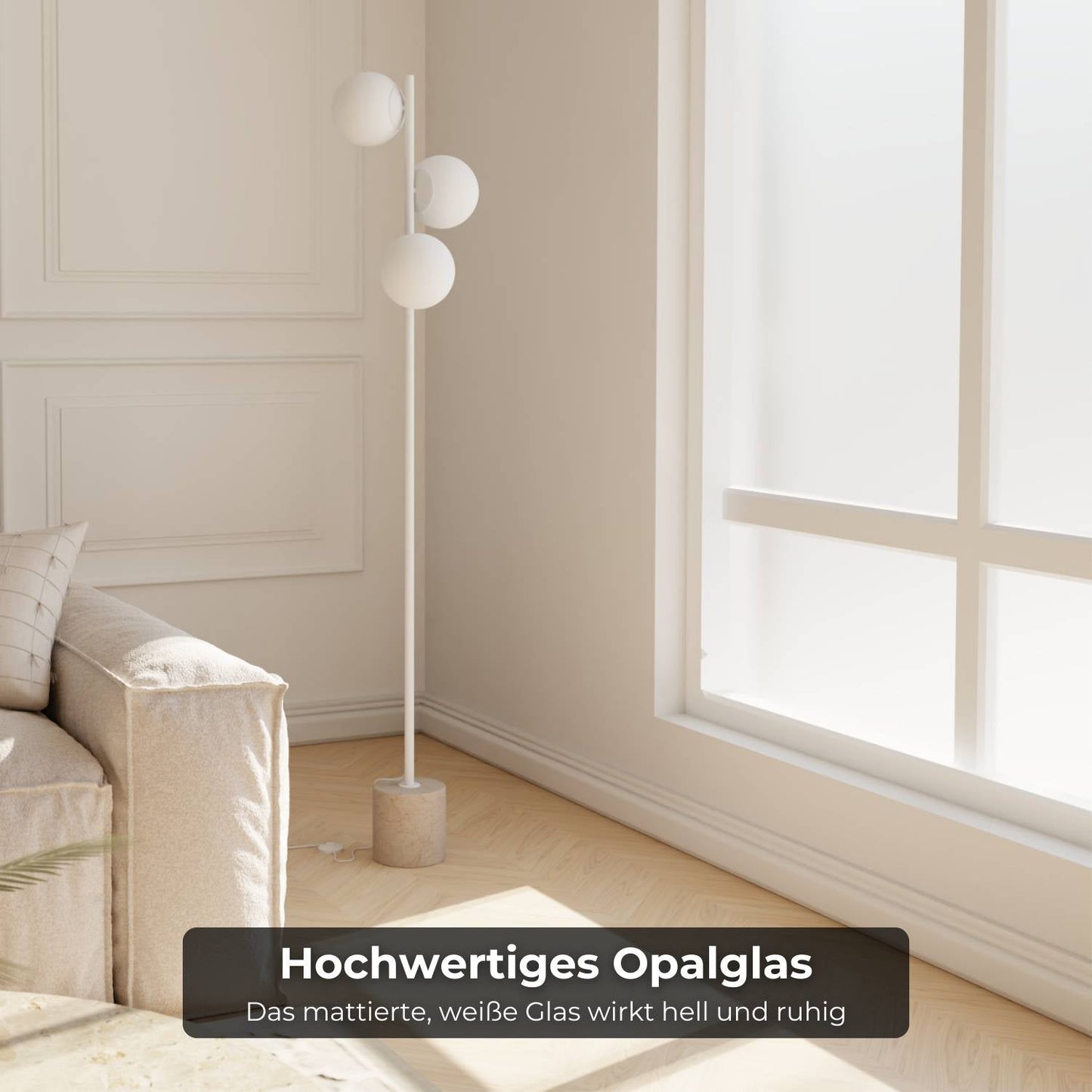 Rovea | Modern Floor Lamp with Travertine Base