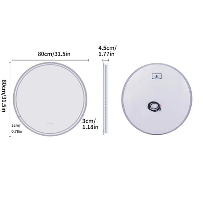LuvoRound | Round LED Bathroom Mirror | Anti-Fog & Dimmable Touch Screen