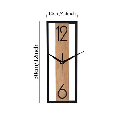 Modern Rectangular Wall Clock | Slim Wood Grain Frame Design