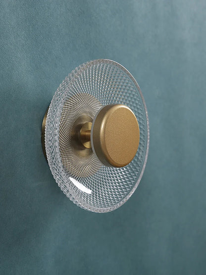 Modern Coloured Glass Wall Lamp | Textured LED Disc Light