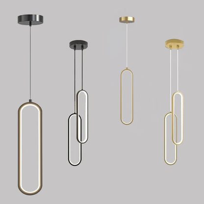 Modern Minimalist LED Pendant Light | Gold & Black Hanging Lamp for Bedroom, Dining & Living Spaces