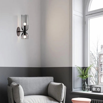 Nordic Glass Wall Lamp | Smoked Tube Design