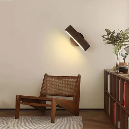 Rotating Wall Lamp | Japanese Solid Wood & Aluminium Design