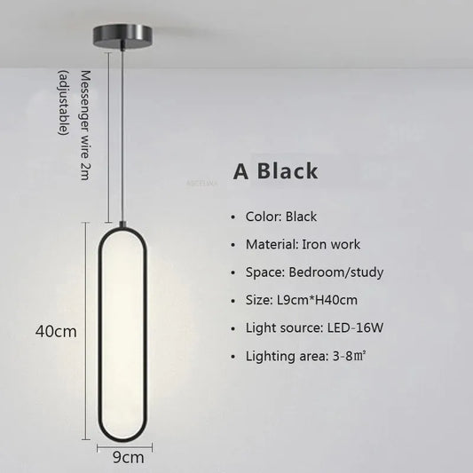 Modern Minimalist LED Pendant Light | Gold & Black Hanging Lamp for Bedroom, Dining & Living Spaces