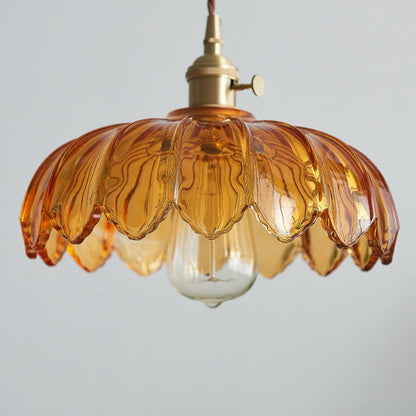 Vintage Flower Pendant Lamp | Coloured Glass Hanging Light
