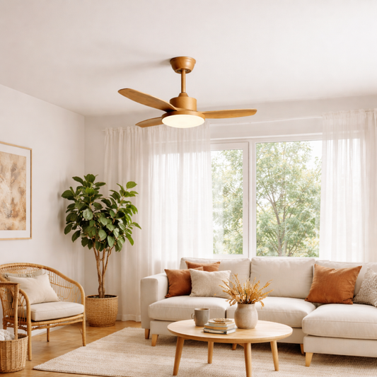 LED Scandi Wood Reversible Ceiling Fan with Light | 42" 52" | 3 or 5 Blades