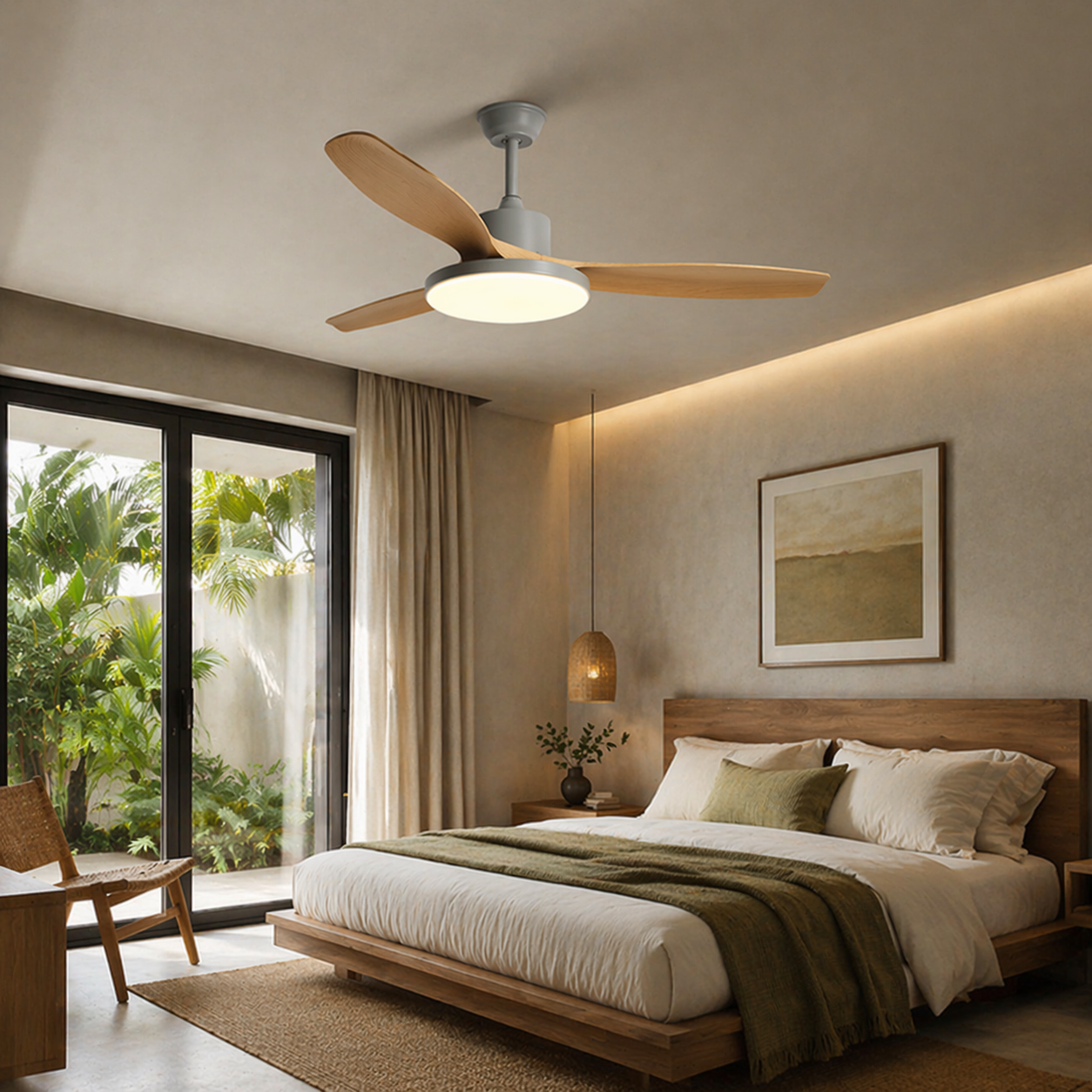 LED Scandi Wood Reversible Ceiling Fan with Light | 42" 52" | 3 or 5 Blades