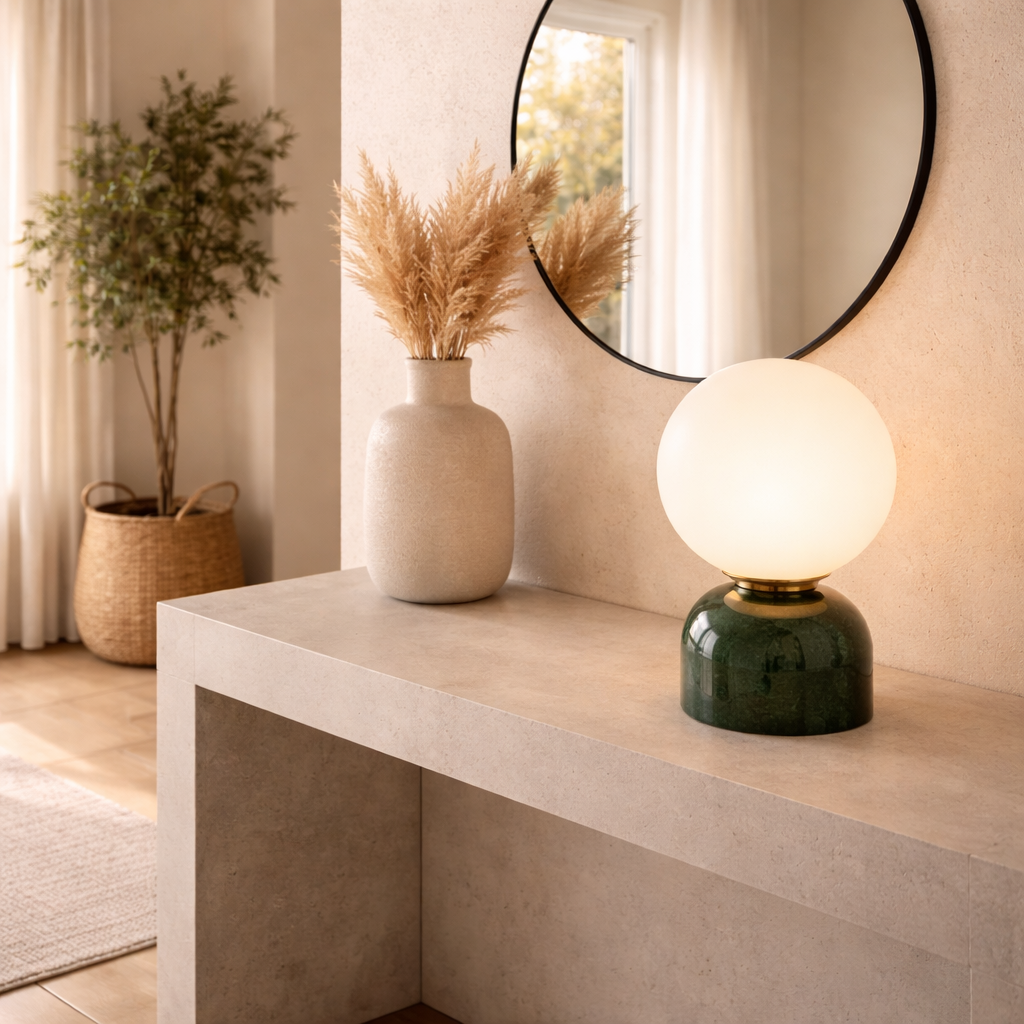 Scandinavian Marble Table Lamp Glass | 5.9 x 9.1 Inch | G9 LED 59in Cord