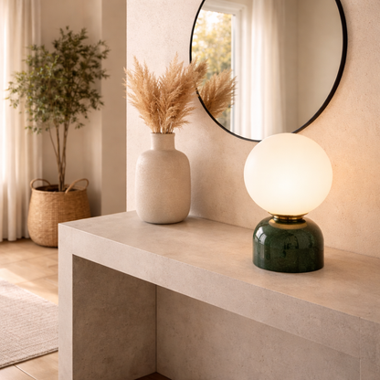 Scandinavian Marble Table Lamp Glass | 5.9 x 9.1 Inch | G9 LED 59in Cord
