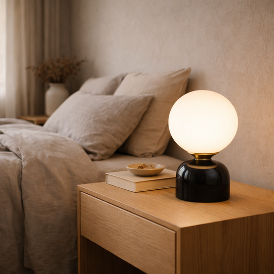 Scandinavian Marble Table Lamp Glass | 5.9 x 9.1 Inch | G9 LED 59in Cord