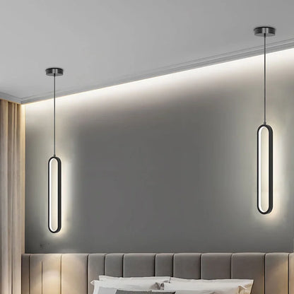 Modern Minimalist LED Pendant Light | Gold & Black Hanging Lamp for Bedroom, Dining & Living Spaces