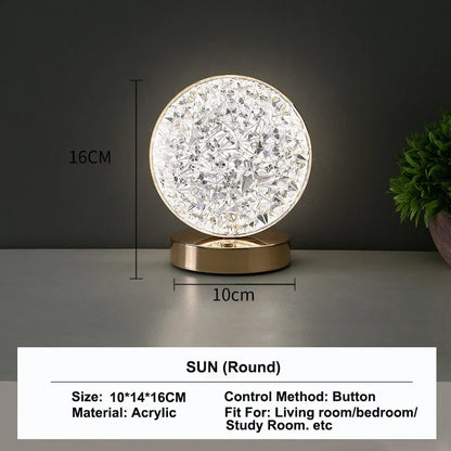 Stellora | 3D Crystal LED Night Light | Rechargeable Touch Dimming Lamp