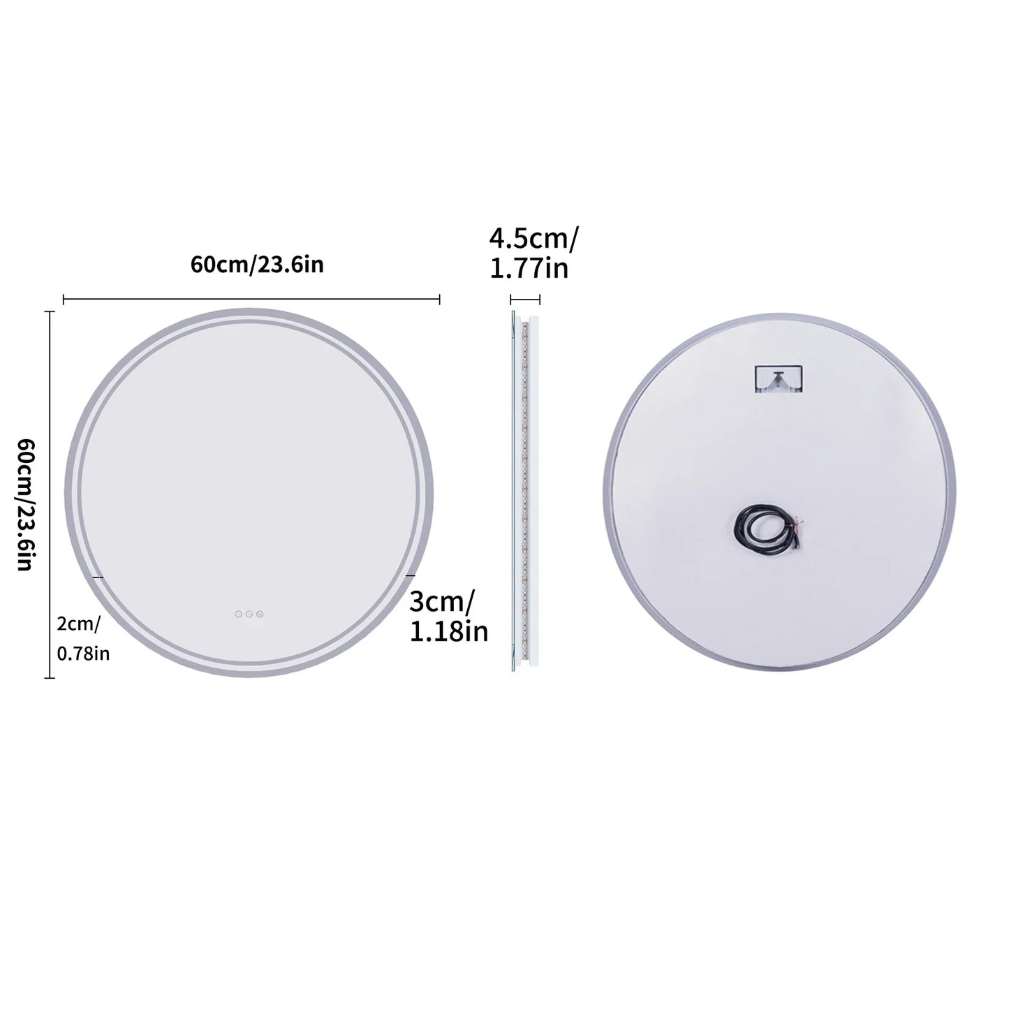 LuvoRound | Round LED Bathroom Mirror | Anti-Fog & Dimmable Touch Screen