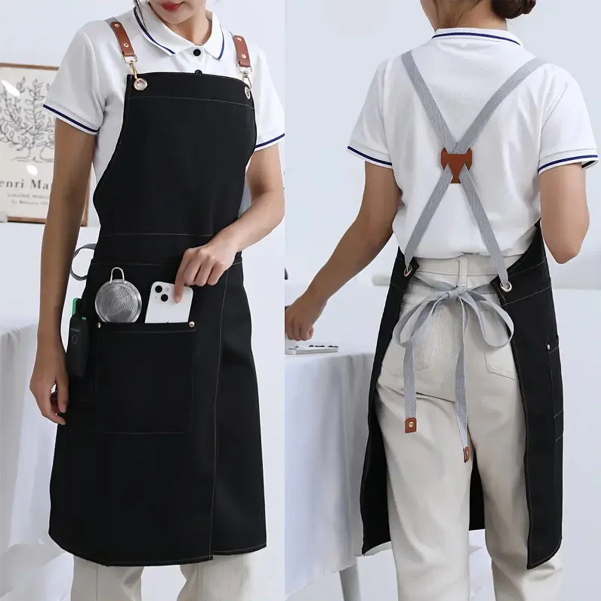 WorkEase | Waterproof Canvas Apron | Split Skirt Design with Pockets