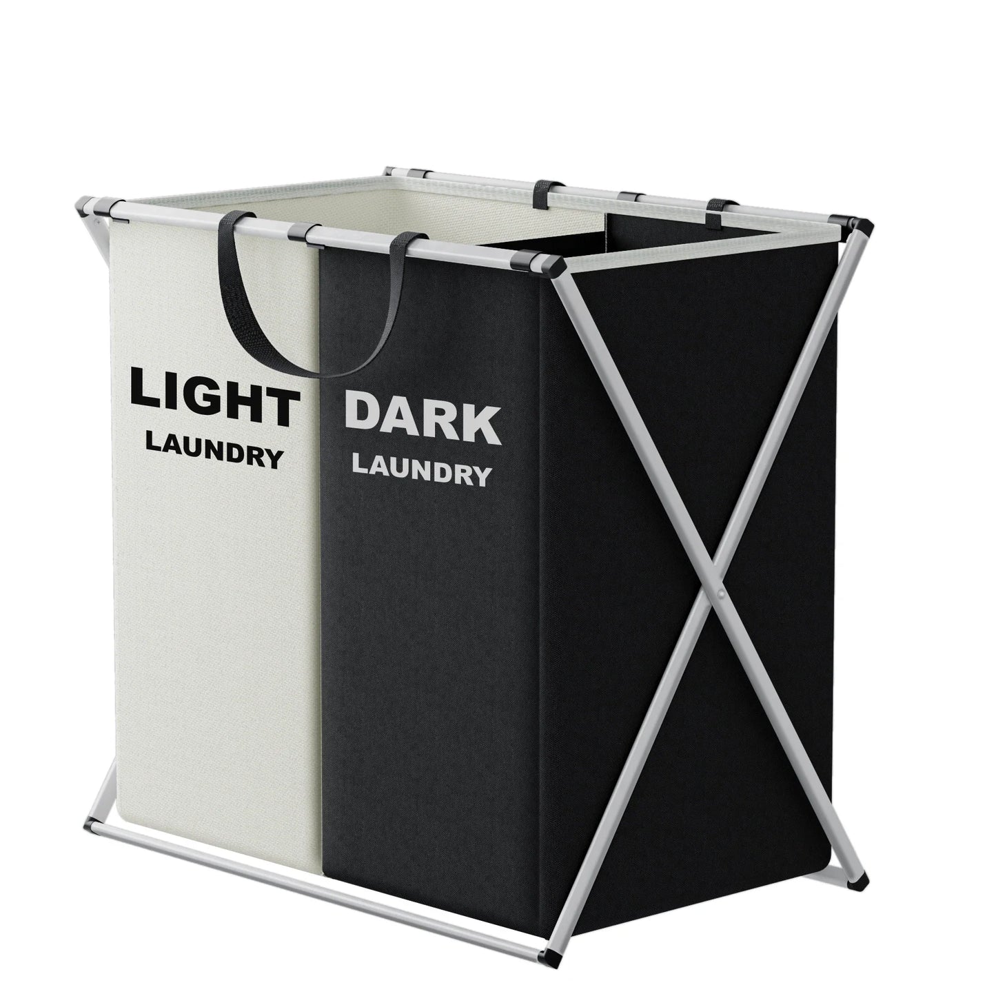 TriSort | Multi-Section Laundry Hamper | Foldable Clothes Basket with Compartments