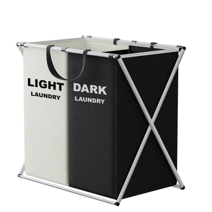 TriSort | Multi-Section Laundry Hamper | Foldable Clothes Basket with Compartments