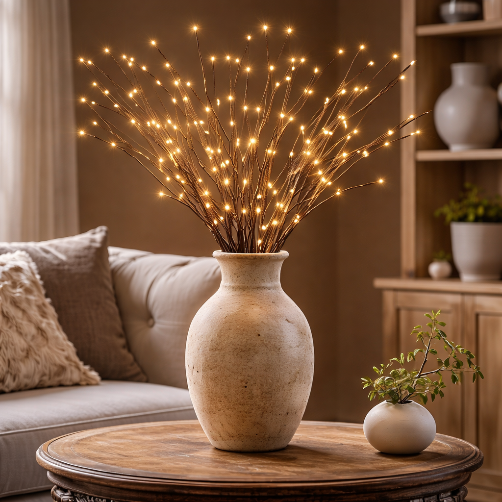 Willow Branch LED Lights | Set of 2 Branches 68cm Height | Warm White Glow