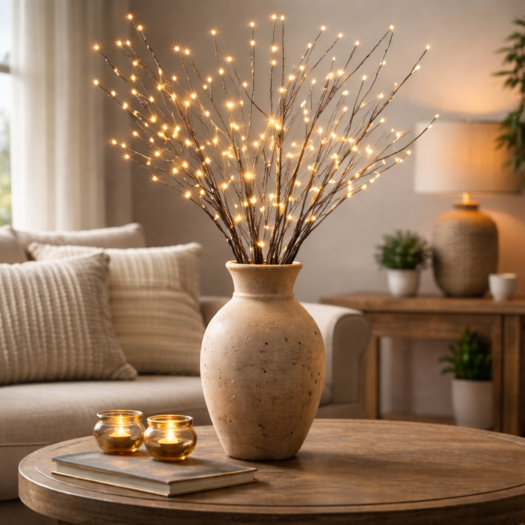Willow Branch LED Lights | Set of 2 Branches 68cm Height | Warm White Glow