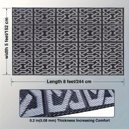 Reversible Outdoor Rug | Black & Grey Modern Patio Mat
