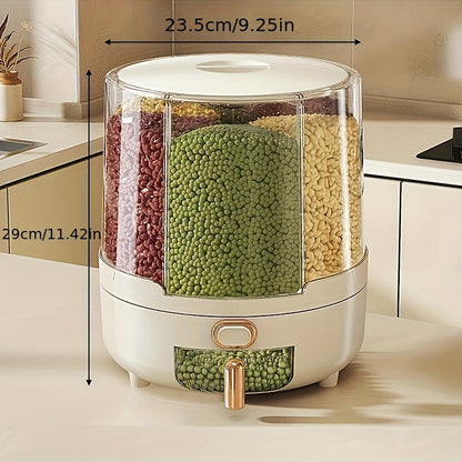Rotating Airtight Food Storage Container | Large-Capacity Grain & Cereal Dispenser with 360° Design