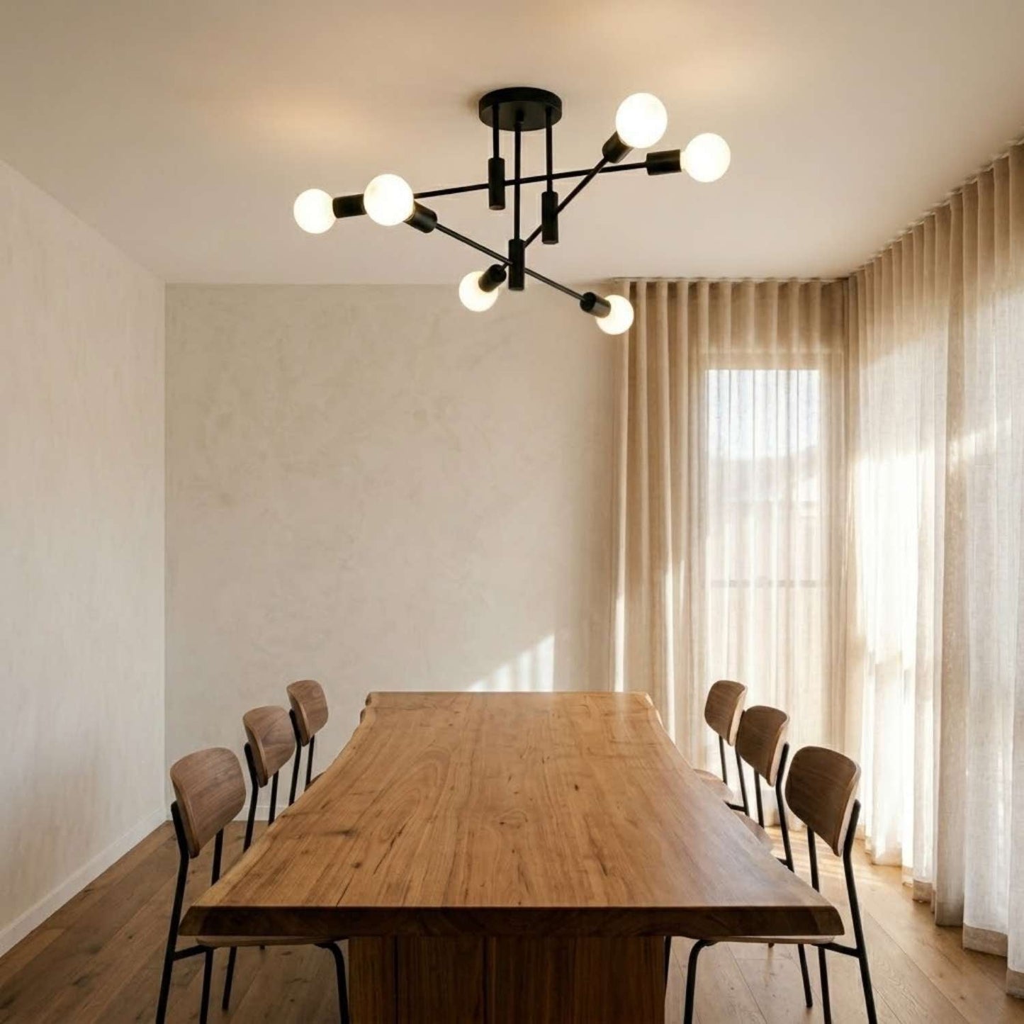 Nordic Black Ceiling Flush Mount Light | 4 6 8 Light | E26 E27 Metal LED