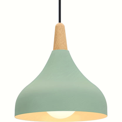 Modern Teardrop Pendant Light | Metal & Wood Hanging Lamp