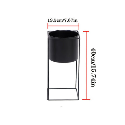 Metal Indoor Plant Stand | Modern Black Rectangular Plant Holder