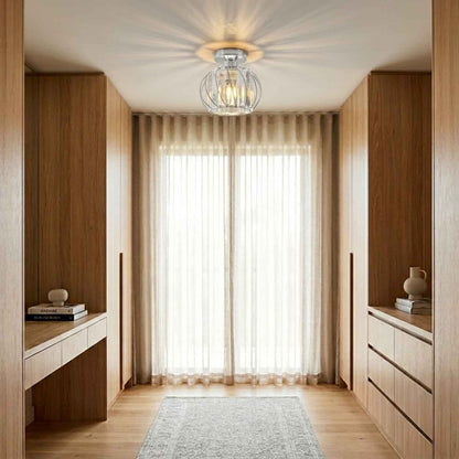 Modern Glass Ceiling Flush Mount Light | 6 to 9 Inch | E27 Gold Black Silver