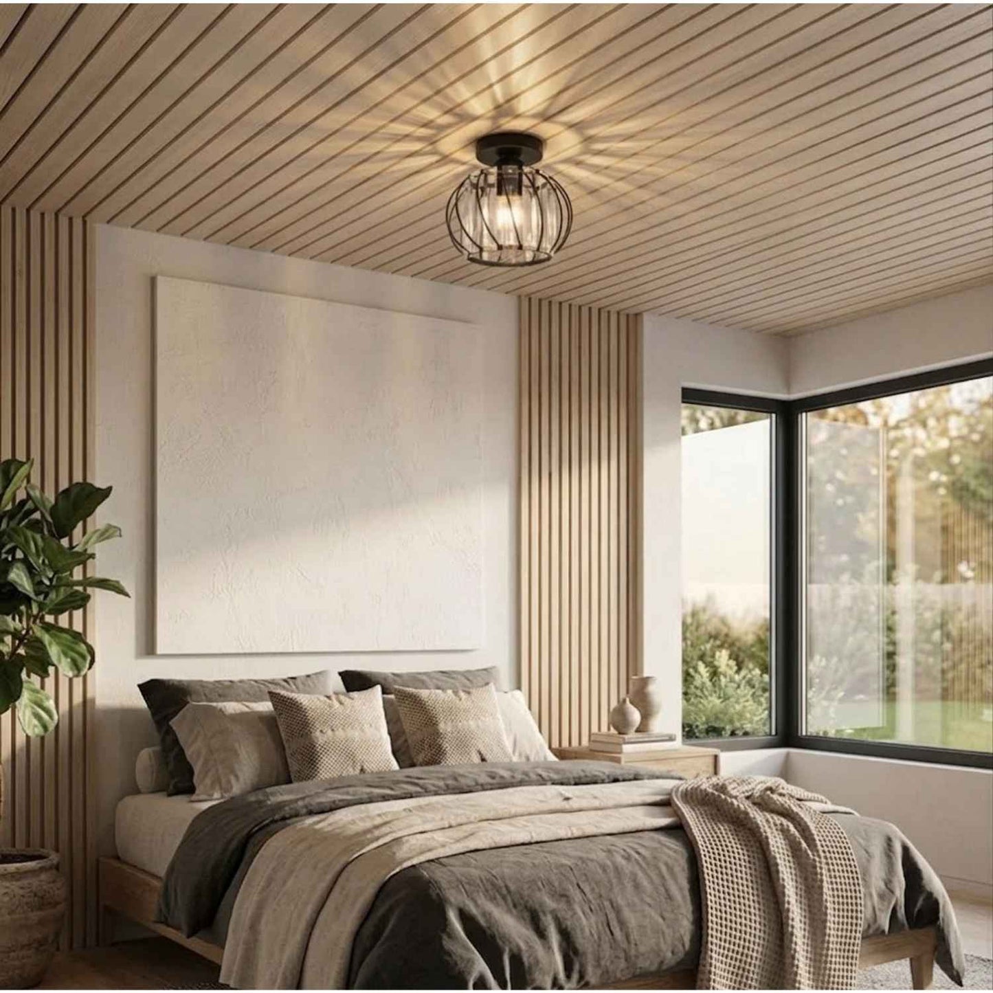 Modern Glass Ceiling Flush Mount Light | 6 to 9 Inch | E27 Gold Black Silver