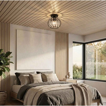 Modern Glass Ceiling Flush Mount Light | 6 to 9 Inch | E27 Gold Black Silver
