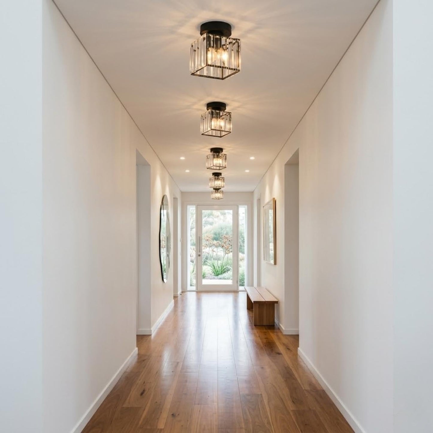 Black Brass Crystal Ceiling Flush Mount Light | E27 | 240V Indoor LED Decor
